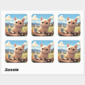 Cute-kat-sticker Vierkante Sticker (Vel)