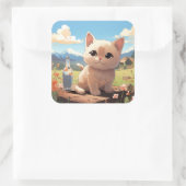 Cute-kat-sticker Vierkante Sticker (Tas)