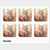 Cute-kat-sticker Vierkante Sticker (Vel)
