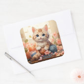 Cute-kat-sticker Vierkante Sticker (Envelop)