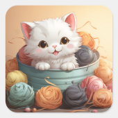 Cute-kat-sticker Vierkante Sticker (Voorkant)