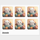 Cute-kat-sticker Vierkante Sticker (Vel)