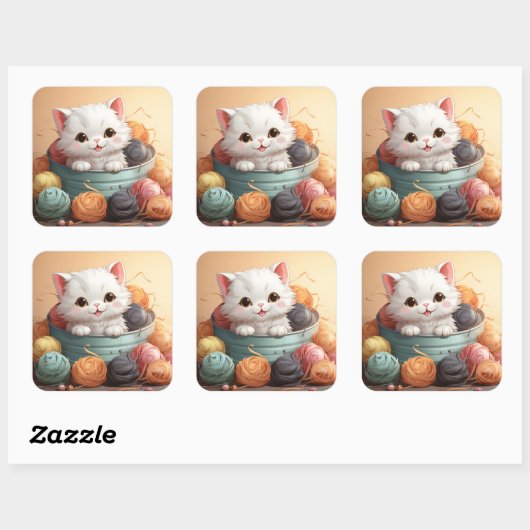 Cute-kat-sticker Vierkante Sticker (Vel)