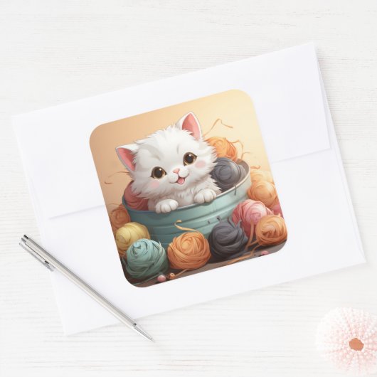 Cute-kat-sticker Vierkante Sticker (Envelop)