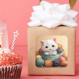 Cute-kat-sticker Vierkante Sticker