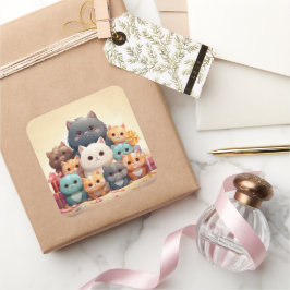 Cute-kat-sticker Vierkante Sticker
