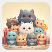 Cute-kat-sticker Vierkante Sticker (Voorkant)