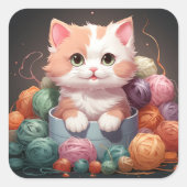 Cute-kat-sticker Vierkante Sticker (Voorkant)