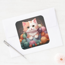 Cute-kat-sticker Vierkante Sticker