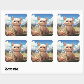 Cute-kat-sticker Vierkante Sticker (Vel)