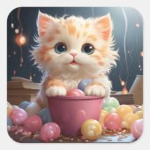 Cute-kat-sticker Vierkante Sticker (Voorkant)