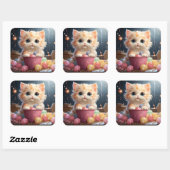 Cute-kat-sticker Vierkante Sticker (Vel)
