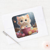 Cute-kat-sticker Vierkante Sticker (Envelop)