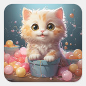 Cute-kat-sticker Vierkante Sticker (Voorkant)