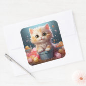 Cute-kat-sticker Vierkante Sticker (Envelop)
