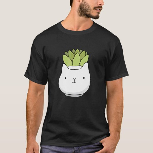 Cute kat succulente pot t-shirt (Voorkant)