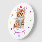 Cute Kat - Sweet - Aangepaste tekst / naam / kleur Grote Klok (Hoek)
