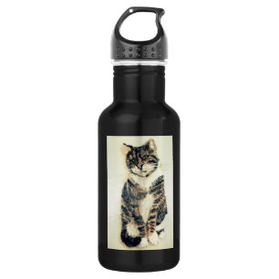 Cute Kat Tabby Cat Art Waterfles
