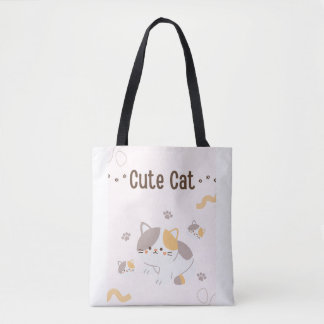 Cute Kat Tassen Tas | Kawaii Kat Canvas Tas