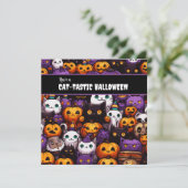 Cute Kat Thema Halloween Feest  Feestdagenkaart (Staand voorkant)