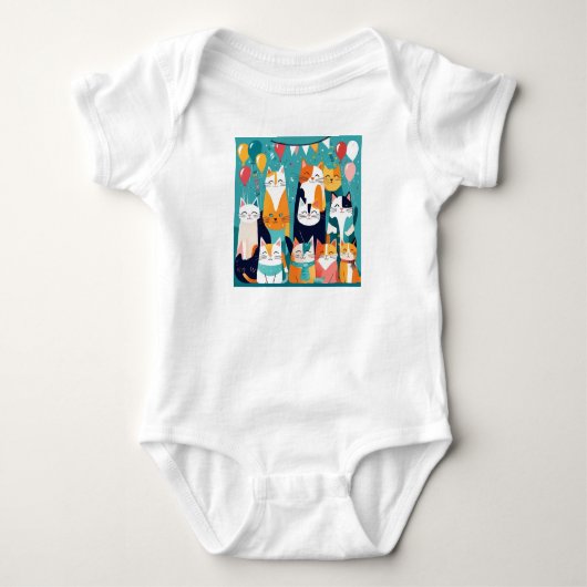 Cute Kat Thema Verjaardagswensen Romper (Voorkant)