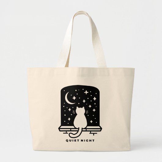 Cute Kat Tote Tas Kawaii Minimal Aesthetic Everyda (Voorkant)