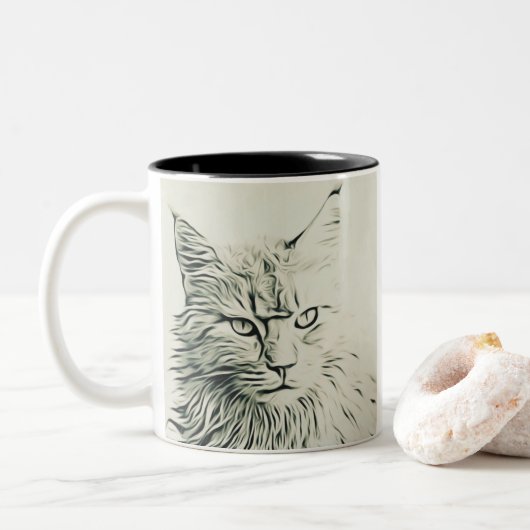Cute Kat Tweekleurige Koffiemok (Met donut)
