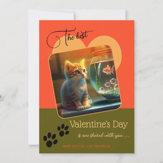 Cute Kat Valentijnsdag Kaart (Achterkant)