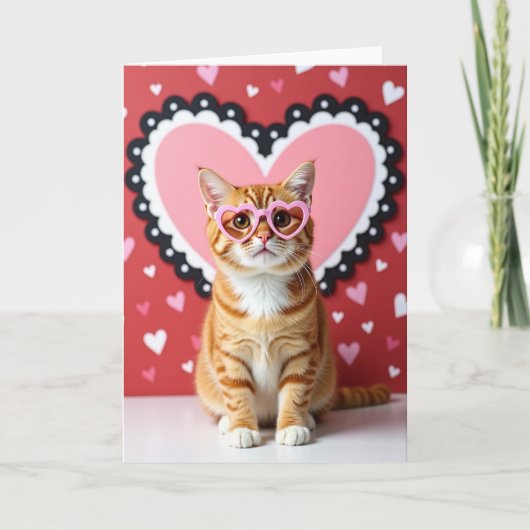 Cute Kat Valentijnskaart Hart Kaart (Voorkant)