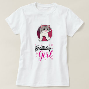 Cute Kat Verjaardag Meisje Grafische T-Shirt