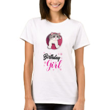Cute Kat Verjaardag Meisje Grafische T-Shirt