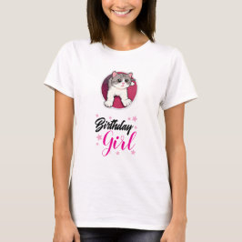 Cute Kat Verjaardag Meisje Grafische T-Shirt