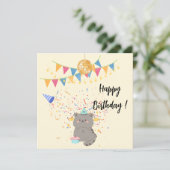 Cute Kat Verjaardagsfeest Uitnodiging | Pastel (Staand voorkant)