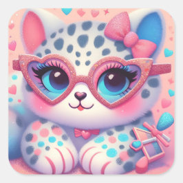 Cute Kat Vierkante Sticker