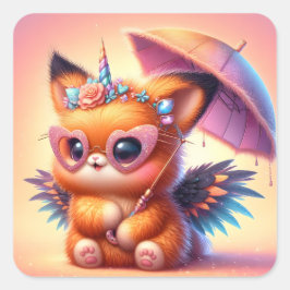 Cute Kat Vierkante Sticker