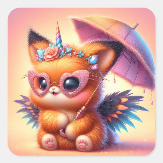 Cute Kat Vierkante Sticker