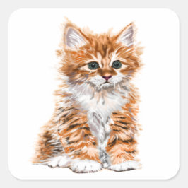 Cute Kat Vierkante Sticker
