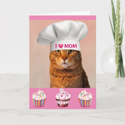 Cute Kat "Voor mama" Verjaardag Kaart (Voorkant)