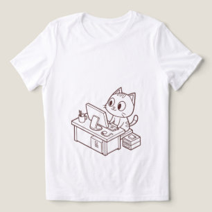 Cute Kat Werkt aan Laptop T-shirt - Grappig op Afs