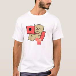 “Cute Kat Werkt op Laptop met Sap” T-shirt