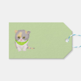 Cute Katie kitten green gift label Cadeaulabel