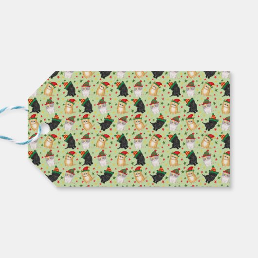 Cute Katie kitten green kerstgift label Cadeaulabel (Achterkant Horizontaal)
