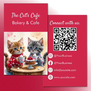 Cute katjes warme dranken cake bakkerij cafe QR co Visitekaartje
