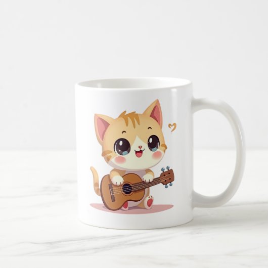 Cute Kat's Ukulele Moment Koffiemok (Rechts)