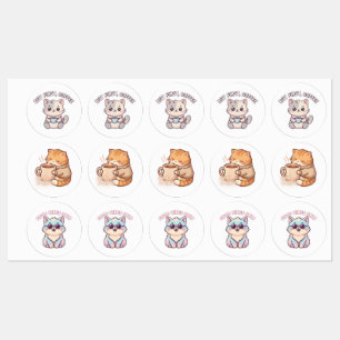 Cute katten en koffie sticker sheet