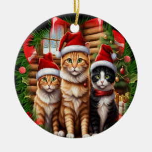 Cute katten keramisch ornament