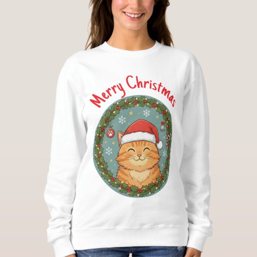 Cute Katten Kerst Krans Trui (Voorkant)