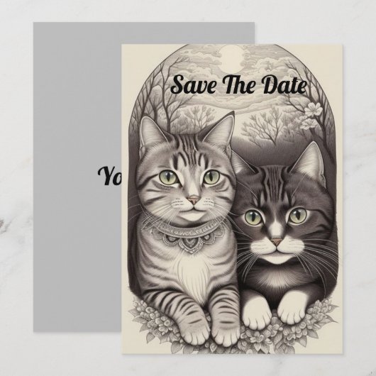 Cute Katten Koppel Kaart (Voorkant / Achterkant)