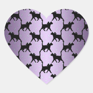 Cute katten met manen en sterren patroon hart sticker