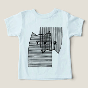 Cute katten met patronen in minimalistische lijnku